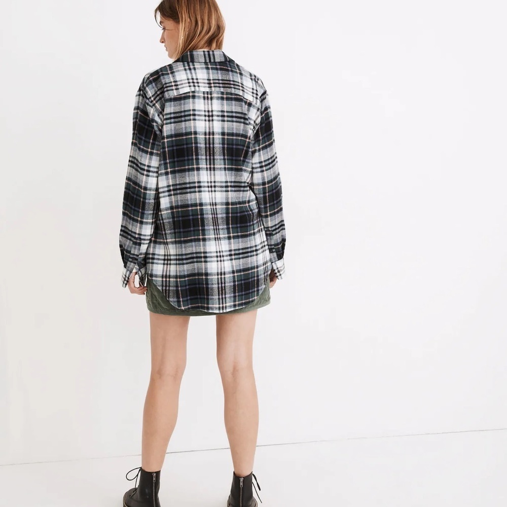 Madewell Green and Pink Plaid Shirt with Pockets - Picture 6 of 6